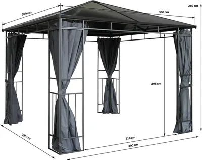 Produktbild von Grasekamp Hardtop Pavillon Limone 3x3m inkl.  Seitenteile Doppelstegplatten Hohlkammer  Polycarbonat