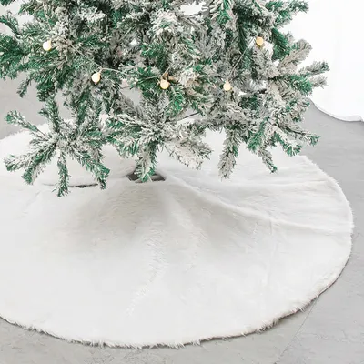 Immagine prodotto di Jopassy Coperta albero di Natale Coperta albero di Natale in Pelliccia sintetica bianca gonna rotonda tappeto feltro per neve albero di Natale decorazione albero di Natale, 90cm