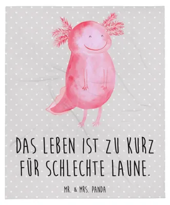 Produktbild von Mr. & Mrs. Panda Decke Axolotl Glücklich - Grau Pastell - Geschenk, Kuscheldecke, Bettdecke, Lebensfroh, gut Gelaunt, Bettüberwurf, Wohndecke, Lurch, Sofaüberwurf, Lurche