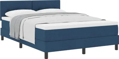 Produktbild von Boxspringbett mit Kopfteil Blau 140 x 200 cm Stoff