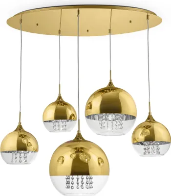 Zdjęcie produktu dla Lampa wisząca Fermi P140-PL-170-5-G kryształki kaskada złota