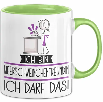 Produktbild von Geschenk für Meerschweinchenfreundin Tasse Lustige Geschenkidee Geburtstag Ich Bin Meerschweinchenfreundin Ich Darf Das (Grün)