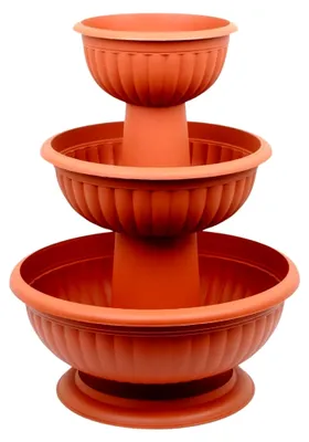 Produktbild von 3-stufiger Pflanzturm in Terrakotta, 58 cm, Blumentopf Grace aus Kunststoff, Pflanzkübel & Pflanzsäule für Balkon, Terrasse & Garten, UV-beständig, EU-Qualität