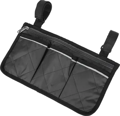 Image de Keenso Sac latéral pour fauteuil roulant avec poches, Accoudoir multifonctionnel pour fauteuil roulant Sac latéral Walker Sac à main Organisateur de rangement(Noir)