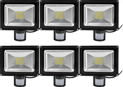 Produktbild von Greenmigo 6x 50W Fluter mit Bewegungsmelder Strahler Warmweiß Aluminium Gehäuse IP65 Wasserdicht LED Lampe Wandleuchter Flulicht Flutbeleuchtung LED Gartenlampe Außenstahler