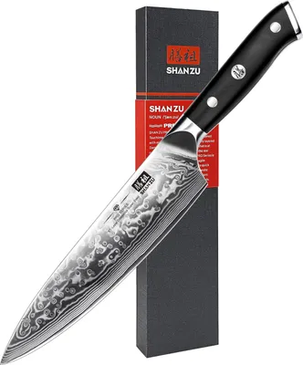 Produktbild von Japanisches Kochmesser 8 Zoll - Geschmiedeter Stahl - Professionelles Küchenmesser