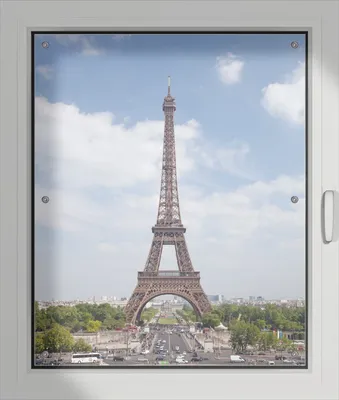 Produktbild von Wallario Lichtschutzbild, Dekorativer Sichtschutz Sonnenschutz 76 x 93 cm mit Motiv: Eiffelturm in Paris - Verdunklung ohne Bohren