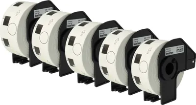 Produktbild von vhbw 5x Rolle mit Halter 24mm (1000 Etiketten) kompatibel mit Brother PT QL500BW, QL-550, QL-560, QL560VP, QL-570, QL500BS Drucker - Premium Weiß