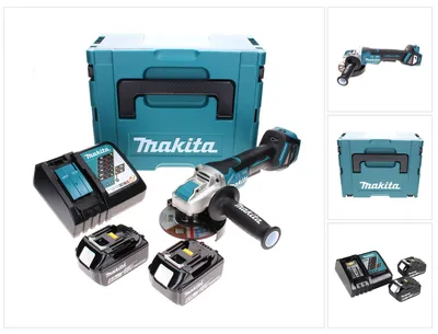 Obrázek produktu pro Akumulátorová úhlová bruska Makita DGA 519 RGJ 18 V 125 mm Brushless X-Lock + 2x akumulátor 6,0 Ah + nabíječka + Makpac