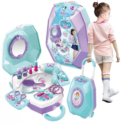 Produktbild von Frisiertisch Kinder Schminkkoffer, Rollkoffer mit Zubehör & Spiegel
