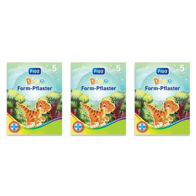 Produktbild von 15 Dino Pflaster, bunte Motiv FIGO Pflaster für Kinder, Kinderpflaster