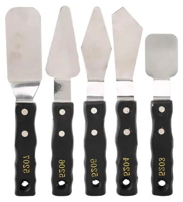 Produktbild von Palettenmesser-Set aus Edelstahl, 5-teilig, Schwarz