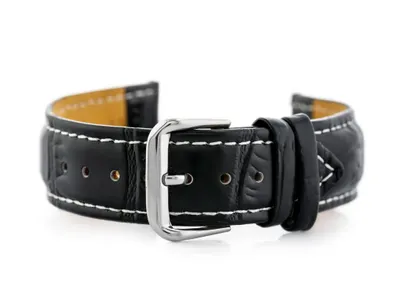 Immagine prodotto di Cinturino in pelle W102L nero/bianco - 24 mm