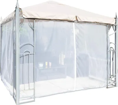 Produktbild von Kastförmiges Mückennetz für Pavillon, Terrasse, Lodge oder Balkon, in Transporttasche für Reisen, 400 x 300 cm, weiß