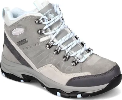 A single hiking boot is shown from a three-quarter side view against a white background.