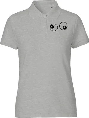 Produktbild von Huuraa Damen Polo Shirt Freaky Eyes S Sport Grey Bio Baumwolle Fairtrade Poloshirt Geschenkidee