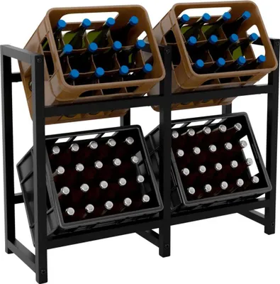 Zdjęcie produktu dla Stojak na napoje - stojak na butelki - stylowe przechowywanie napojów, stal nierdzewna | Kolor: czarny | Rozmiar: 75x91x31 cm