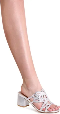 Produktbild von topschuhe24 3088 Damen Glitzer Pantoletten Sandalen, Farbe:Silber, Größe:37 EU