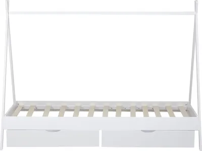 Produktbild von Homestyle4u Kinderbett 90x200 Hausbett mit Bettkasten mit Stauraum Tipi Bett Holzbett