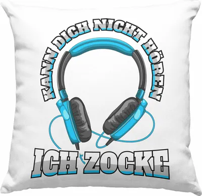 Produktbild von Trendation - Gamer Deko-Kissen mit Füllung 40x40 Geschenk Jungen Zocker Mitbringsel Männer Deko-Kissen mit Füllung 40x40n Zocken Gaming Geschenkideen PC Kinder Zubehör Spruch Lustig (Grün)