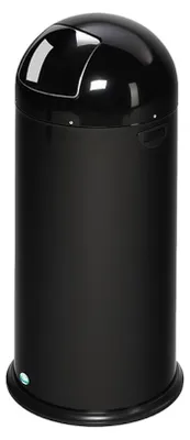 Produktbild von Klassischer Abfallsammler mit Einwurfklappe & Inneneinsatz | 52 Liter, HxBxT 88x46,5x46,5cm | Verzinkter Stahl | Schwarz