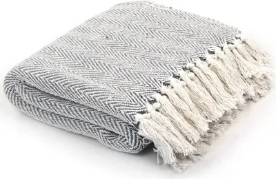 Immagine prodotto di The Living Store: lancio in cotone a spina di pesce 125x150 cm grigio