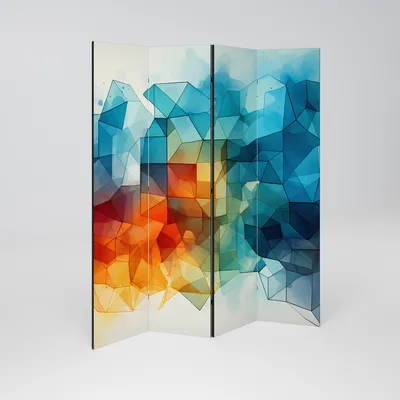 Produktbild von SpaceRebels Paravent Raumteiler - 4-teilig Raumtrenner, Druck 1-Seite - Raumtrenner - Trennwand Wohnung - Room Divider - Spanische Wand Deko Modern Sichtschutz