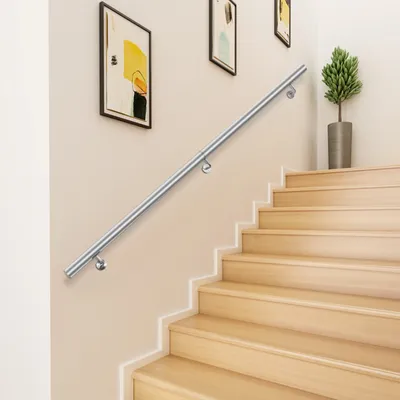 Produktbild von VEVOR Treppenhandlauf, 1,8 m langes Treppengeländer aus Edelstahl, moderne Handläufe für Treppen, 90 kg Tragkraft, Innenhandlauf für Treppen, wandmontiertes Treppengeländer mit Wandhalterungen, Endkappen, schnelle Installation