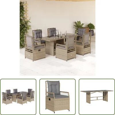 Produktbild von The Living Store 7-tlg. Garten-Essgruppe mit Kissen Beige Poly Rattan