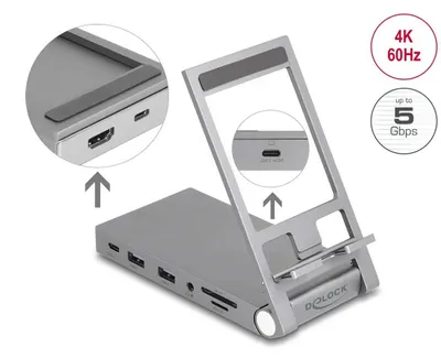 Obrázok produktu pre DeLOCK 88199, Kábel, USB 3.2 Gen 1 (3.1 Gen 1) Type-C, 60 W, Šedá, Microsd (transflash), SD, 3840 x 2160 px