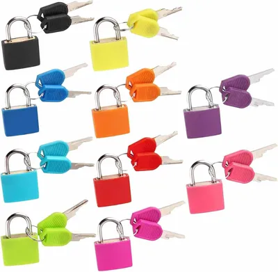 Produktbild von 10 Bunte Mini Kofferschlösser mit Schlüssel Kleine Vorhängeschlösser für Reisekoffer Gepäck Ideal als Reiseschloss Set