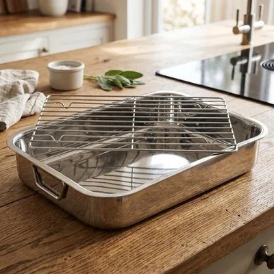 Zdjęcie produktu dla Piekarnik z grillem - Braadsled - prostokątne danie z roast - stal nierdzewna - 40 cm