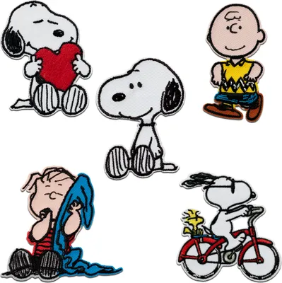 Produktbild von Mono-Quick Peanuts © Snoopy Set 5 Stück - Aufnäher, Bügelbild, Aufbügler, Applikationen, Patches, Flicken, zum aufbügeln