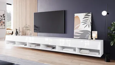 Obrázek produktu pro Televizní stolek 300 cm WILLA A - bílý / lesklý bílý