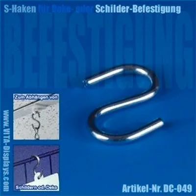 Produktbild von S-Haken aus Metall (Länge 25mm / Stärke 2mm)