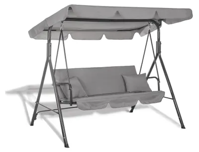 Image de Balançoire hollywoodienne Balançoire de jardin 3 places Banc de balançoire Balançoire suspendue - Gris
