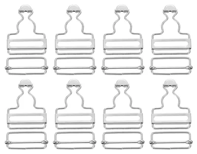 Metall-Hosenträger-Clips, 8 Paar, 35 mm, silberfarben