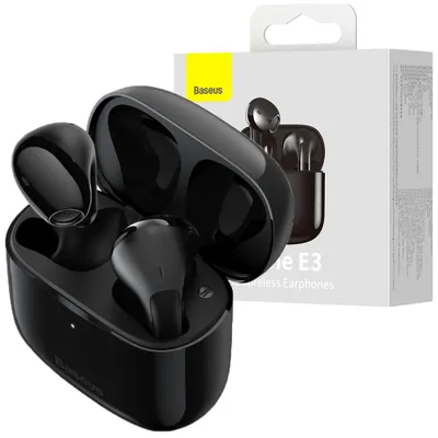 Zdjęcie produktu dla Baseus E3 Bezprzewodowe Słuchawki Bluetooth 5.0 Tws Douszne Wodoodporne Ip64 Czarny (Ngtw080001)
