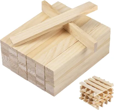 Imagen del producto de Bloques de madera, 50 unidades, 160x22x8 mm, para proyectos de bricolaje
