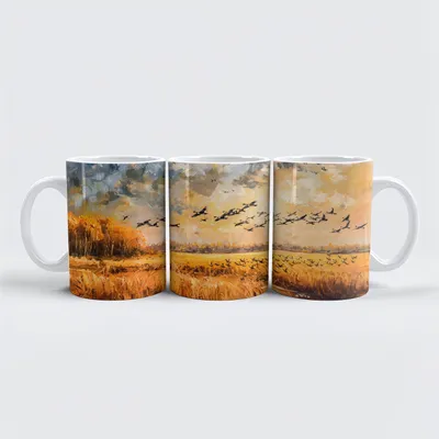 Produktbild von raxxa Premium-Tasse "Autumn field with birds"