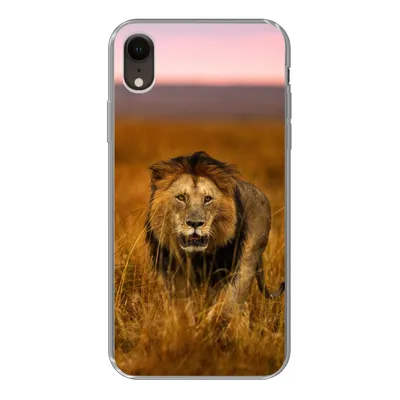 Produktbild von MuchoWow® Handyhülle Schutzhülle Hülle für iPhone XR Löwe - Savanne - Gras Silikon Softcase Handy Hülle - Schutzdeckel