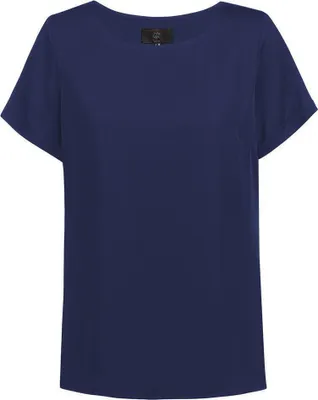 Produktbild von Greiff CHIFFON Damen Chiffon-Bluse Kurzarm Rundhals Regular Marine 54