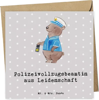 Produktbild von Mr. & Mrs. Panda Grußkarte Polizeivollzugsbeamtin Leidenschaft - Grau Pastell - Geschenk, Polizeivollzugsbeamte, Glückwunschkarte, anlasskarte, Polizistin, Polizei