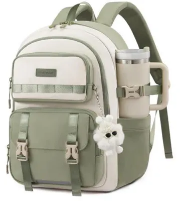 Produktbild von Schulrucksack Teenager Mädchen Laptop Rucksack Beige-grün 17,3 Zoll