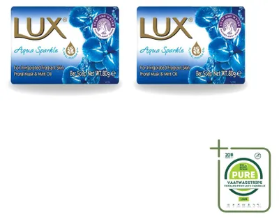 Productafbeelding van 2 x Lux zeepstuk, Aqua Sparkle - 80 g - Grote verpakking - 2 stuks