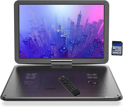 Produktbild von 17.5" Tragbarer DVD-Player mit 15.6" Drehbildschirm für Auto und Kinder mit Autoladegerät und AC Adapter für USB/SD-Karte/AV-Übertragung, Sync TV &32G