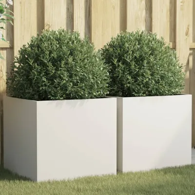 Produktbild von Pflanzkübel 2 Stk. Weiß 49x47x46 cm Kaltgewalzter Stahl 841562
