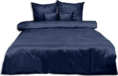 Produktbild von Bettwäsche, Damast, 100% Baumwolle, hohe Qualität 200x220 Dunkelblau