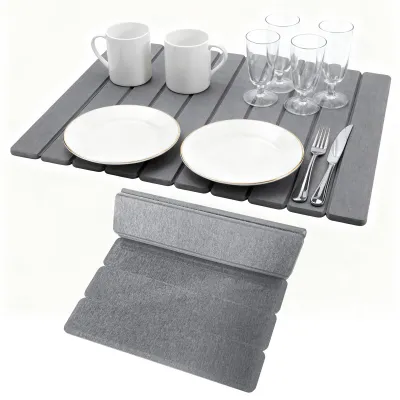 Produktbild von Abtropfmatte 60 x 40 cm, Kieselgur, grau, für Küche