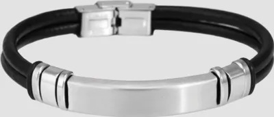 Produktbild von Akzent Echtlederarmband mit Edelstahlgravurplatte